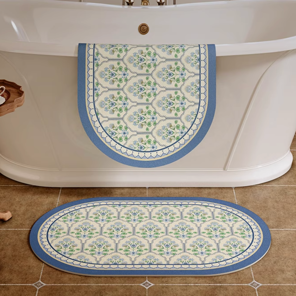 french country flower bath mat (2color)