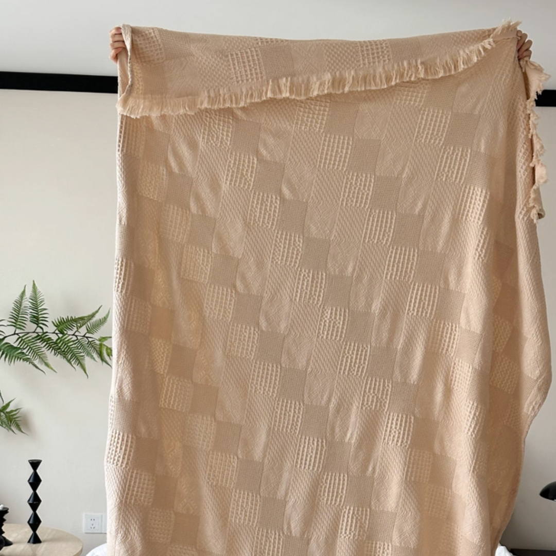 soft waffle tassel blanket (4colors)