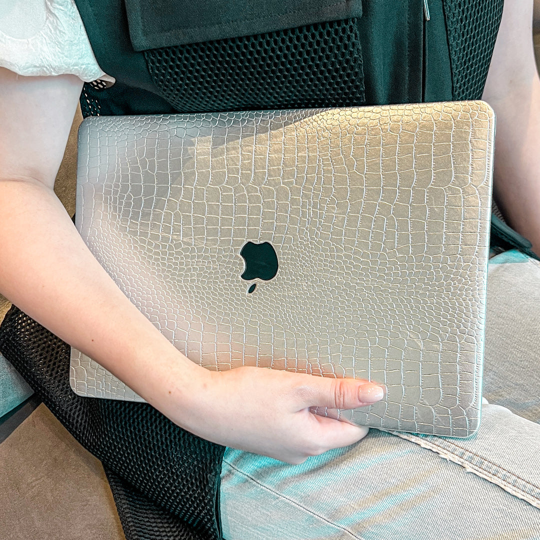 silver crocodile MacBook case
