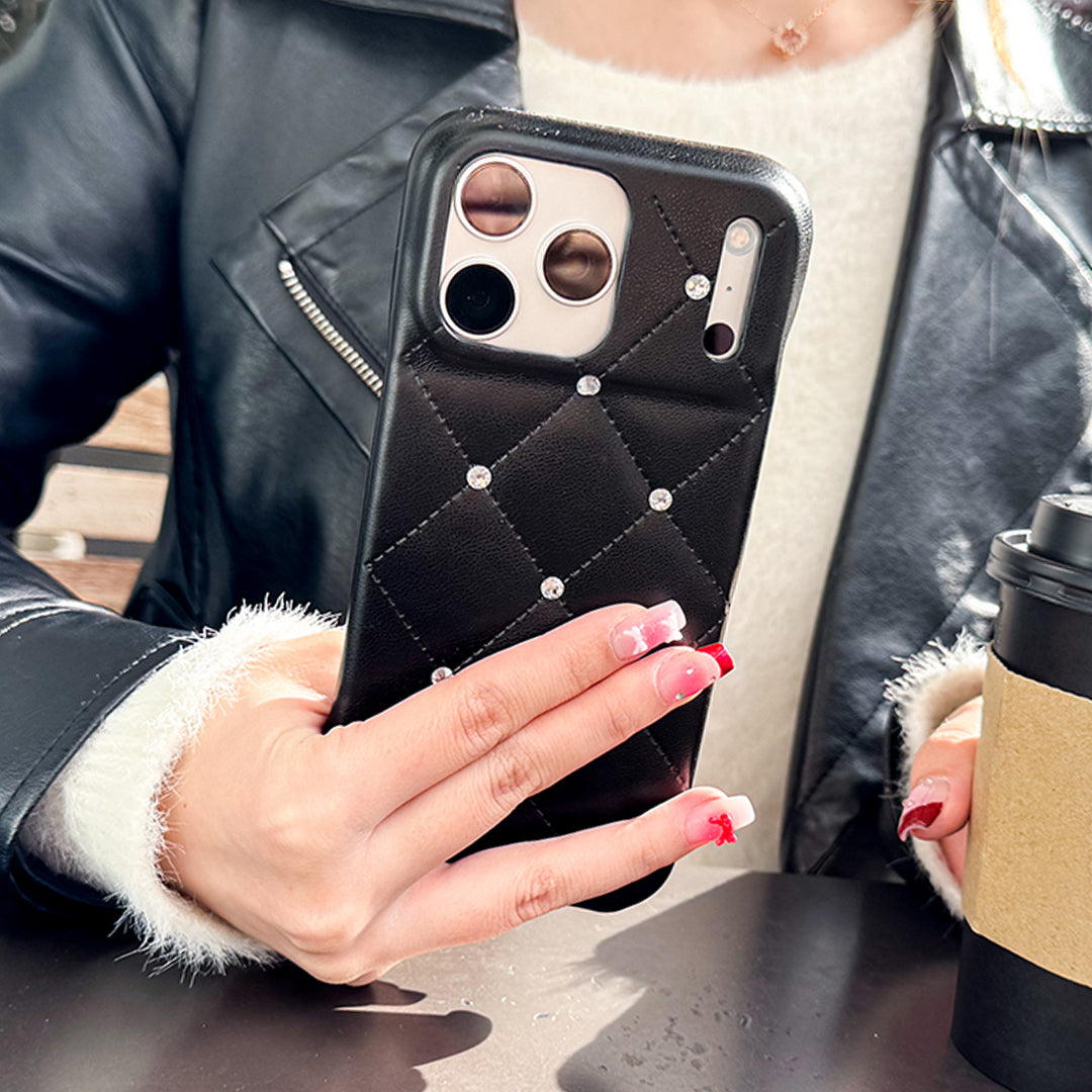 Luxe quilting Crystal stone iPhone case