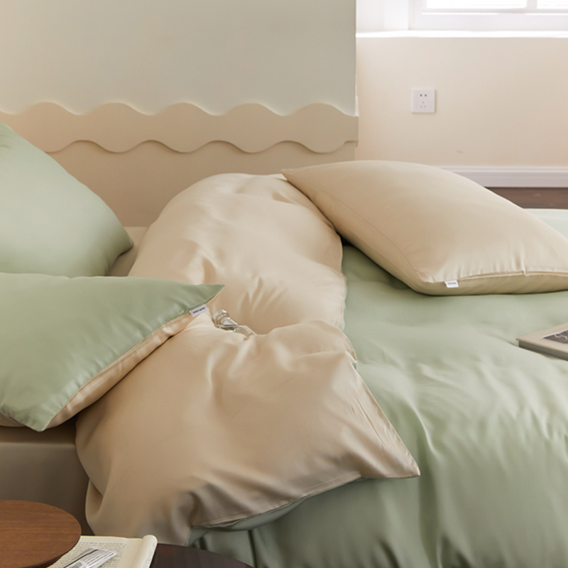 two-tone simple cotton bedlinen set