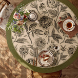 olive green flower round table mat