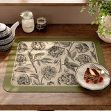 olive green flower sink mat