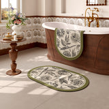 olive green flower bath mat