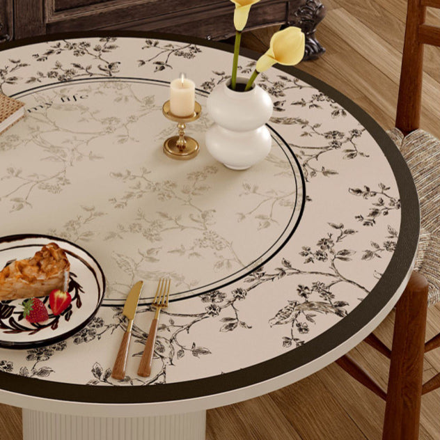 limpidity black flower round table mat