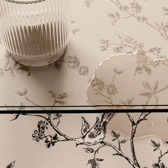 limpidity black flower round table mat
