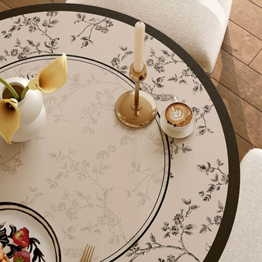 limpidity black flower round table mat