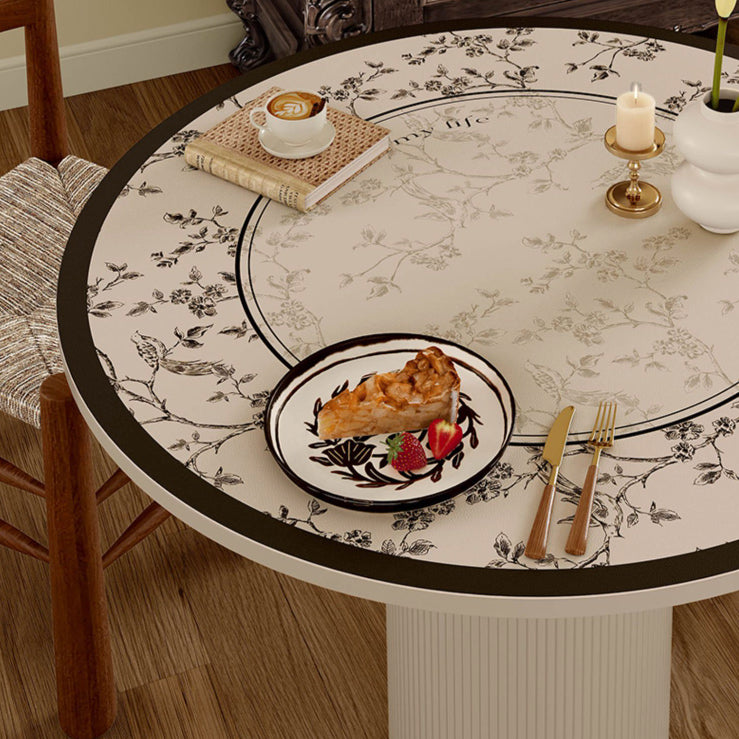 limpidity black flower round table mat
