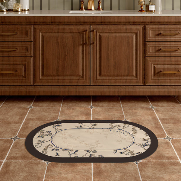 limpidity black flower bath mat