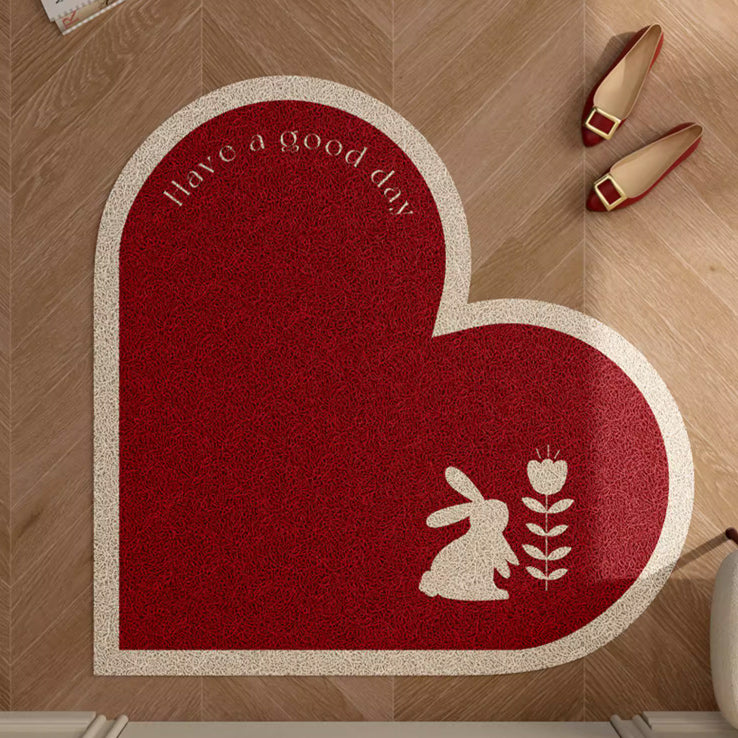 6design rabbit heart door mat
