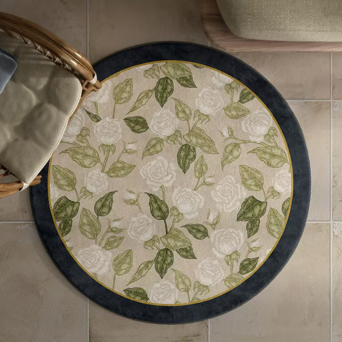 4design retro flower round carpet