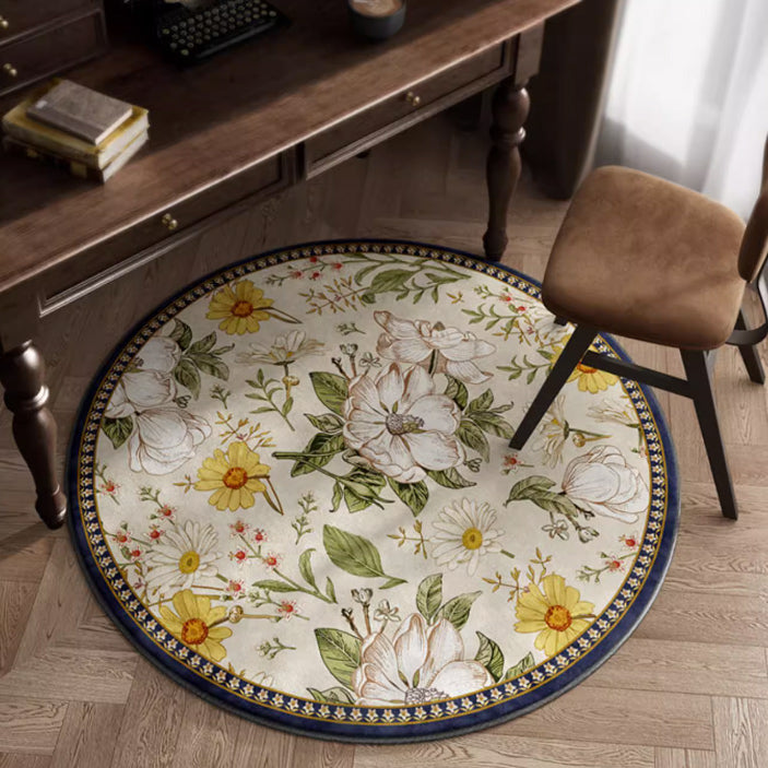 4design retro flower round carpet