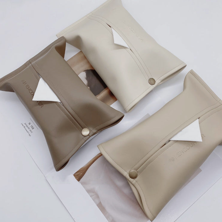 5color logo leather tissue case