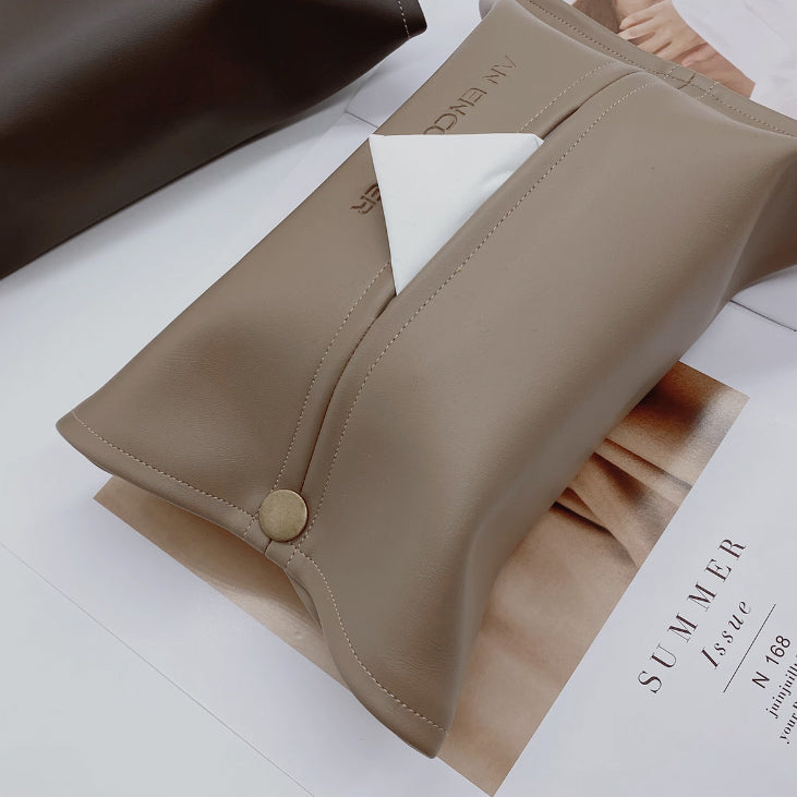 5color logo leather tissue case