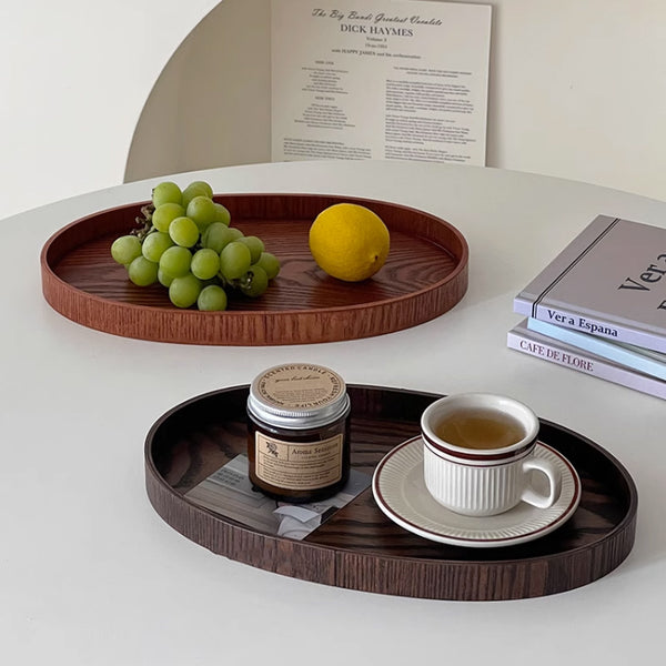 2color oval wood tray