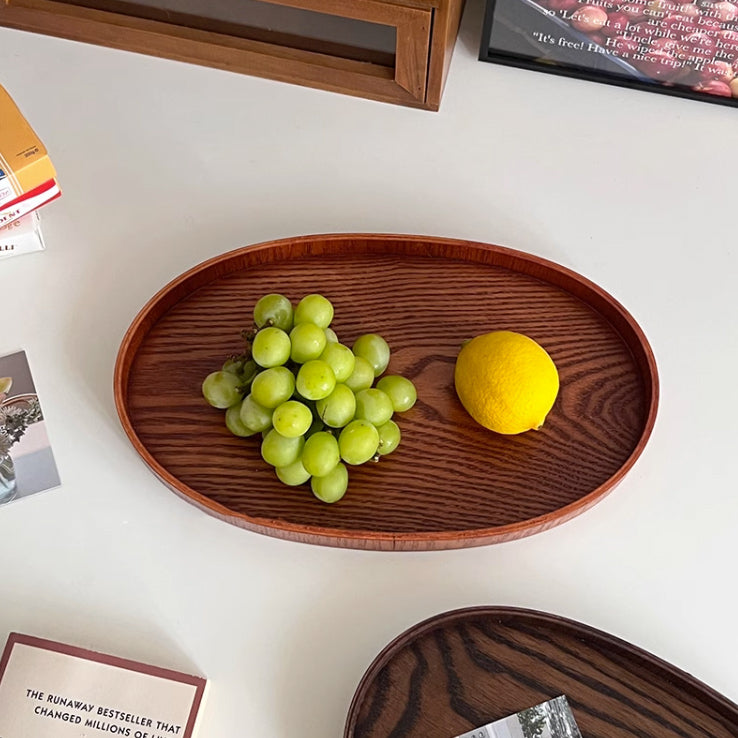 2color oval wood tray