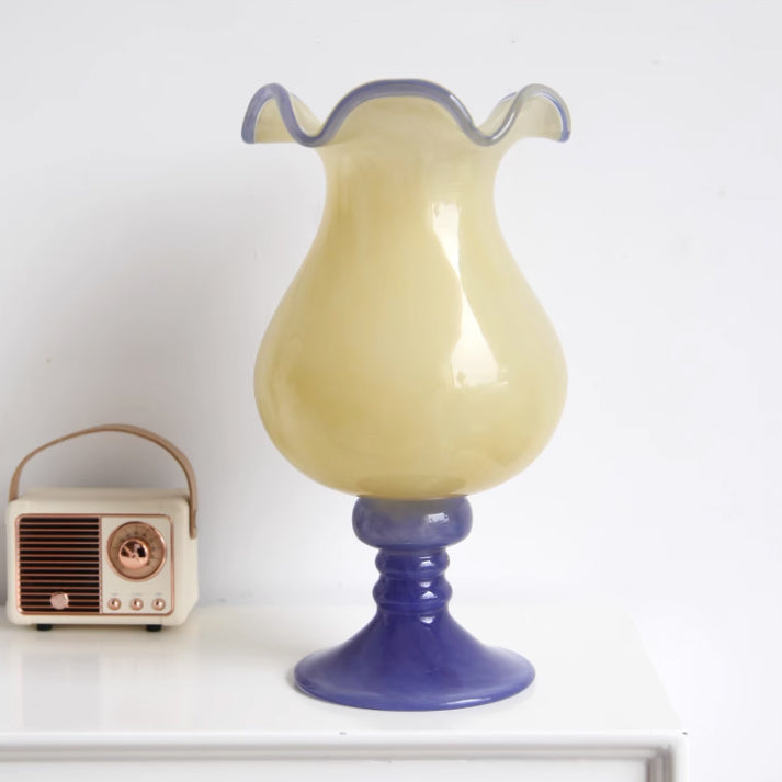 2color purple × cream retro vase