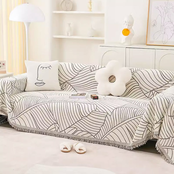 5color fringe leaf sofa cover
