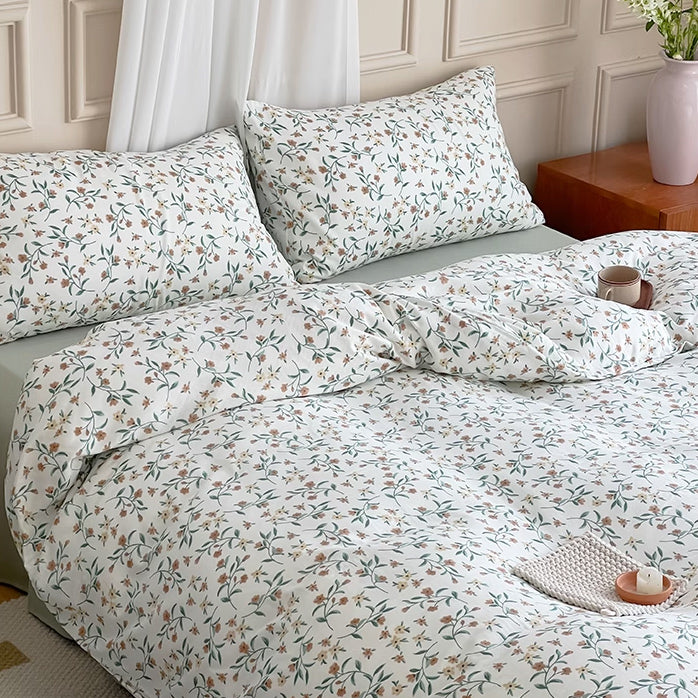 retro pale flower bedlinen set