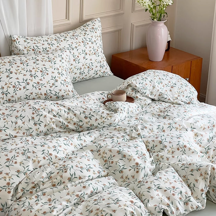 retro pale flower bedlinen set