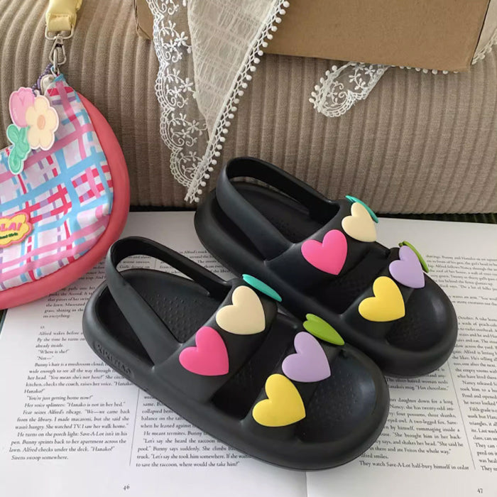 4color colorful heart room shoes