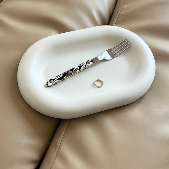 2design white oval accessory tray