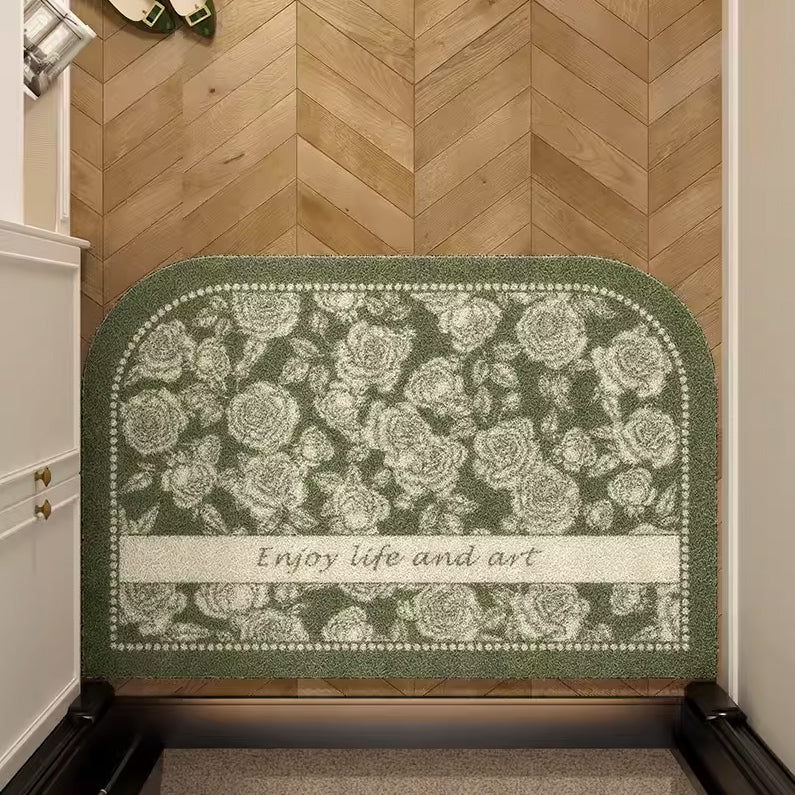8design enjoy art green flower door mat