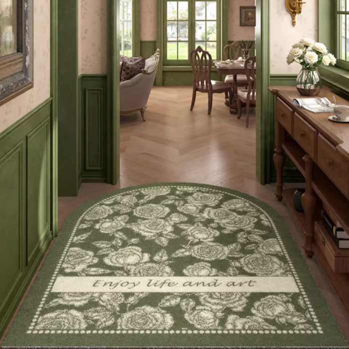 8design enjoy art green flower door mat