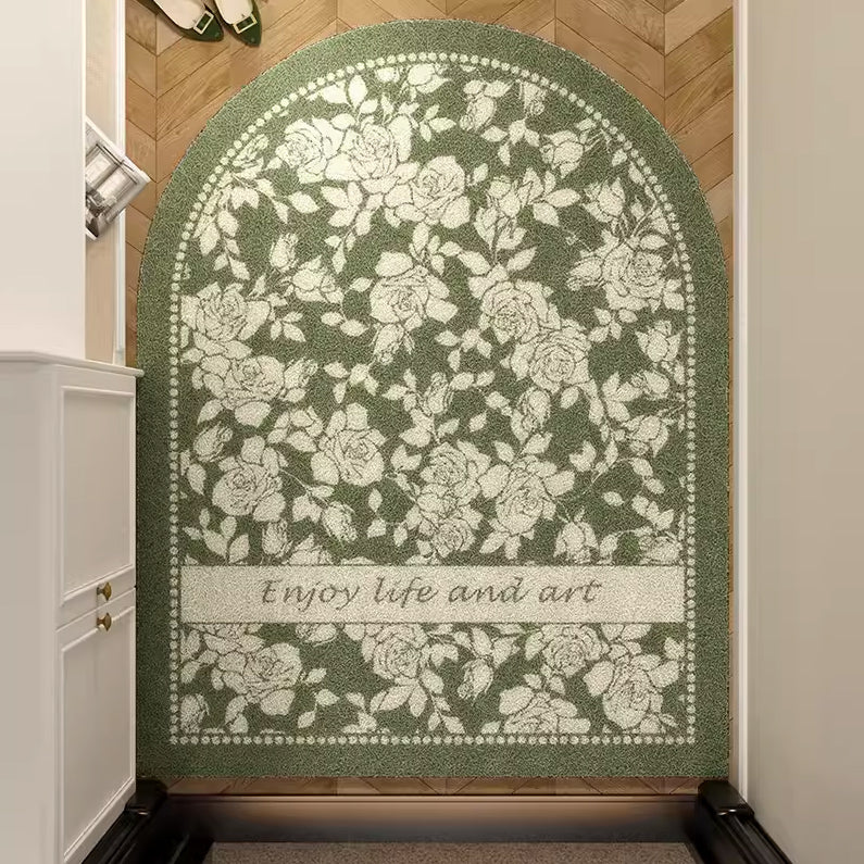 8design enjoy art green flower door mat