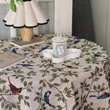 blue bird jacquard table cloth