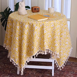2color tassel flower table cloth