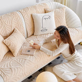 4color embossed leaf sofa cover