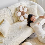 4color embossed leaf sofa cover