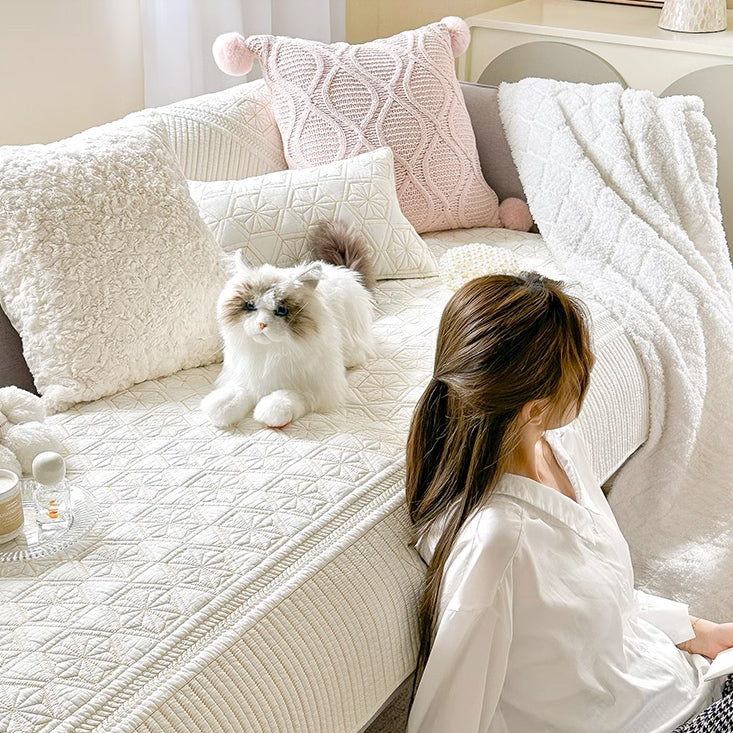 3design white stitch sofa cover
