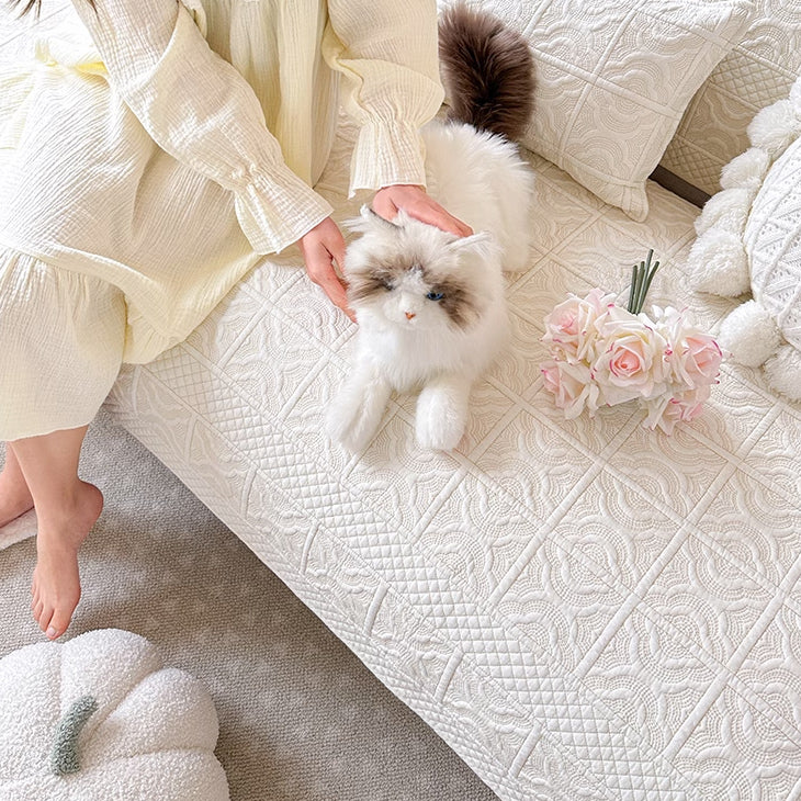 3design white stitch sofa cover