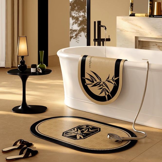 2design black bamboo bath mat