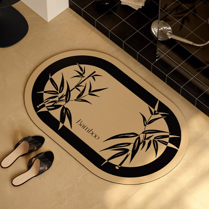 2design black bamboo bath mat