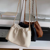3color gathered chain shoulder bag