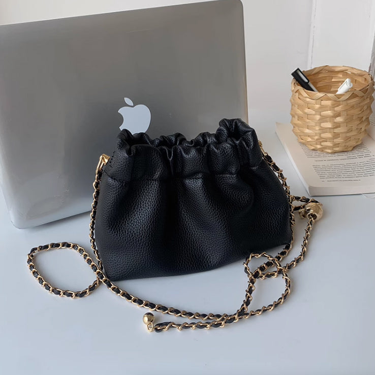 3color gathered chain shoulder bag