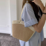 4color straw basket bag