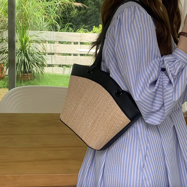 4color straw basket bag