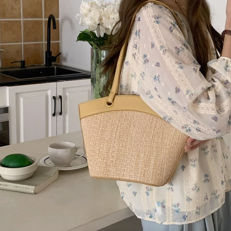 4color straw basket bag