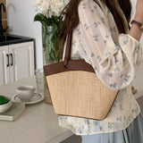 4color straw basket bag