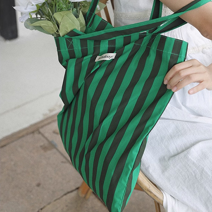 4color mannish stripe square tote bag