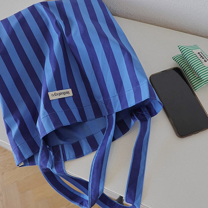 4color mannish stripe square tote bag