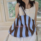 3color mannish stripe tote bag