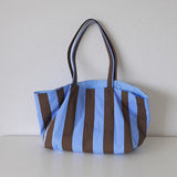 3color mannish stripe tote bag