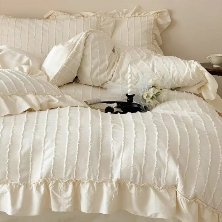 2color fringe stripe bedlinen set