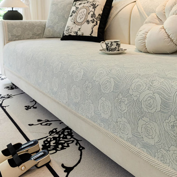 4color jacquard rose sofa cover
