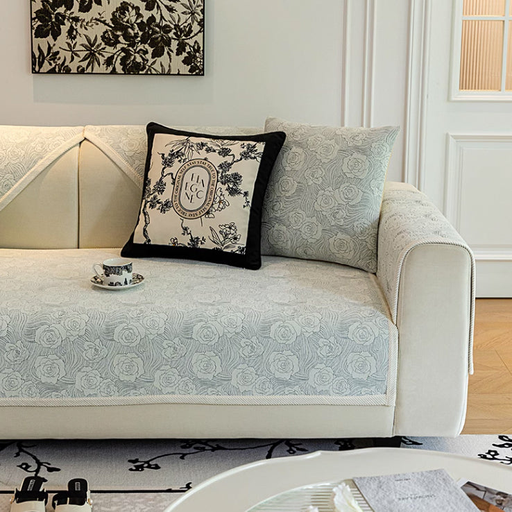 4color jacquard rose sofa cover